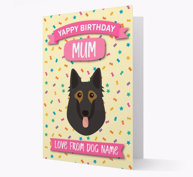 Personalised Card 'Yappy Birthday Mum' with {breedCommonName} Icon